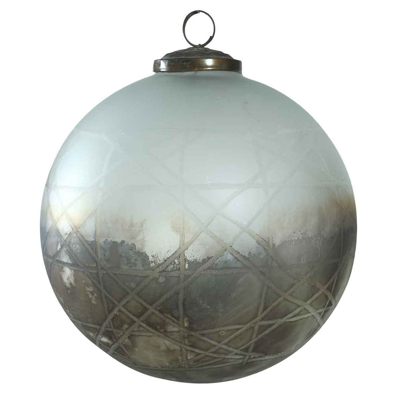 PTMD Oxidised Kerstbal - H15 x Ø15 cm - Glas - Grijs/goud