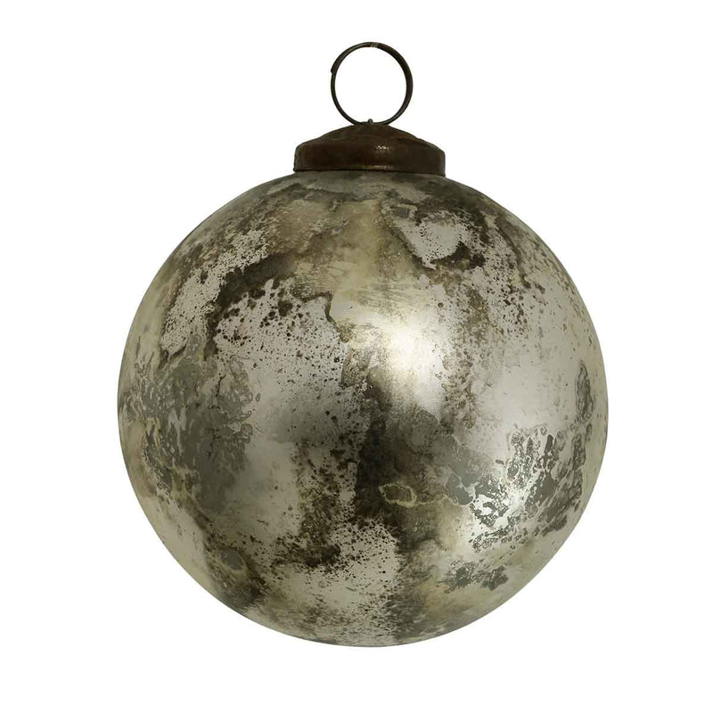 PTMD Tezz Kerstbal Antiek - H9,5 x Ø9,5 cm - Glas - Zilver
