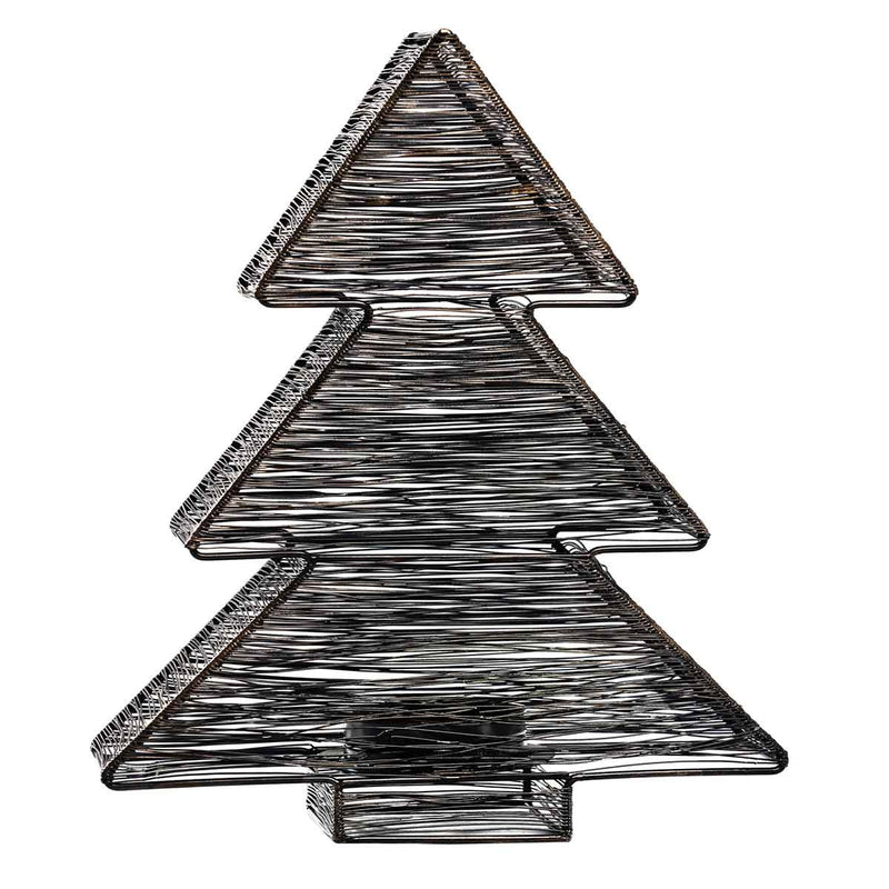 PTMD Bibi Kerstboom Windlicht Kerstmis - 30 x 9 x 35cm - Ijzer - Zwart