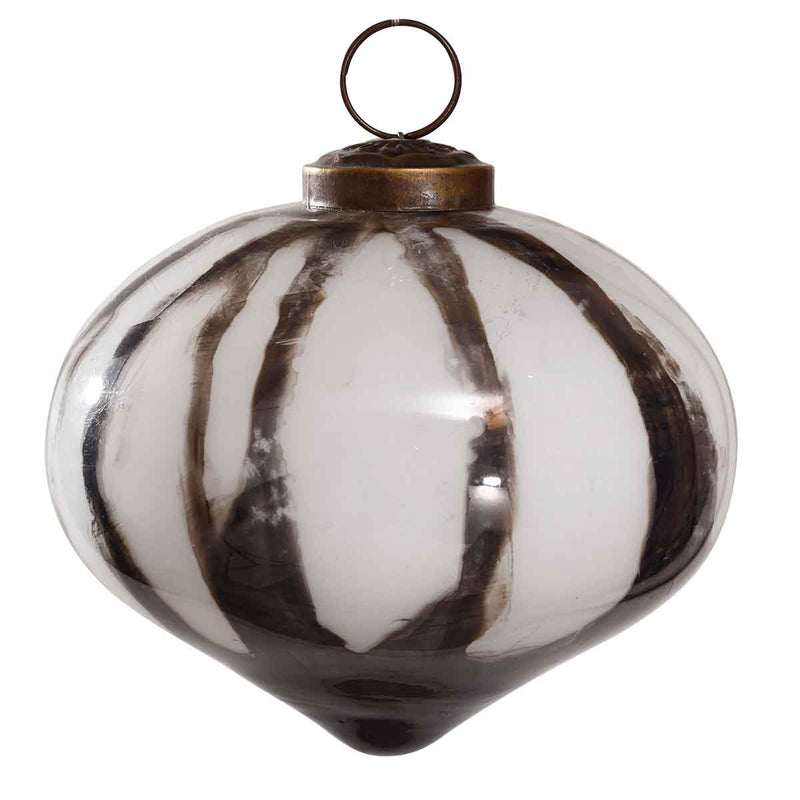 PTMD Marble Kerstbal - 10 x 10 x 10 cm - Glas - Zilver/wit