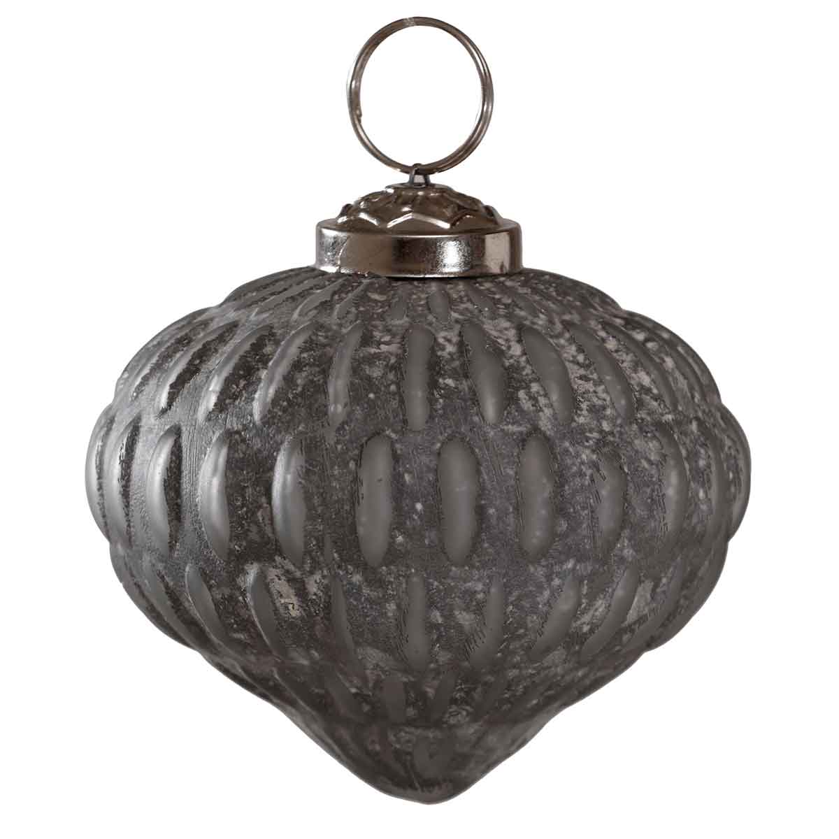 PTMD Mallin Kerstbal - H7 x Ø7 cm. - Glas - rustiek grijs