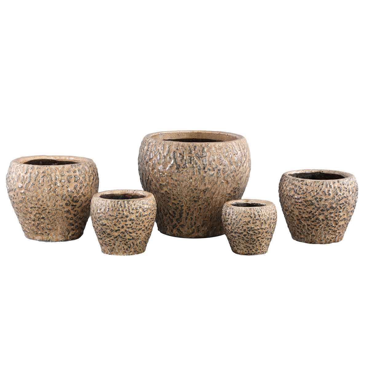 PTMD Mart Ronde Bloempot - H19 x Ø22,5 cm - Keramiek - Bruin