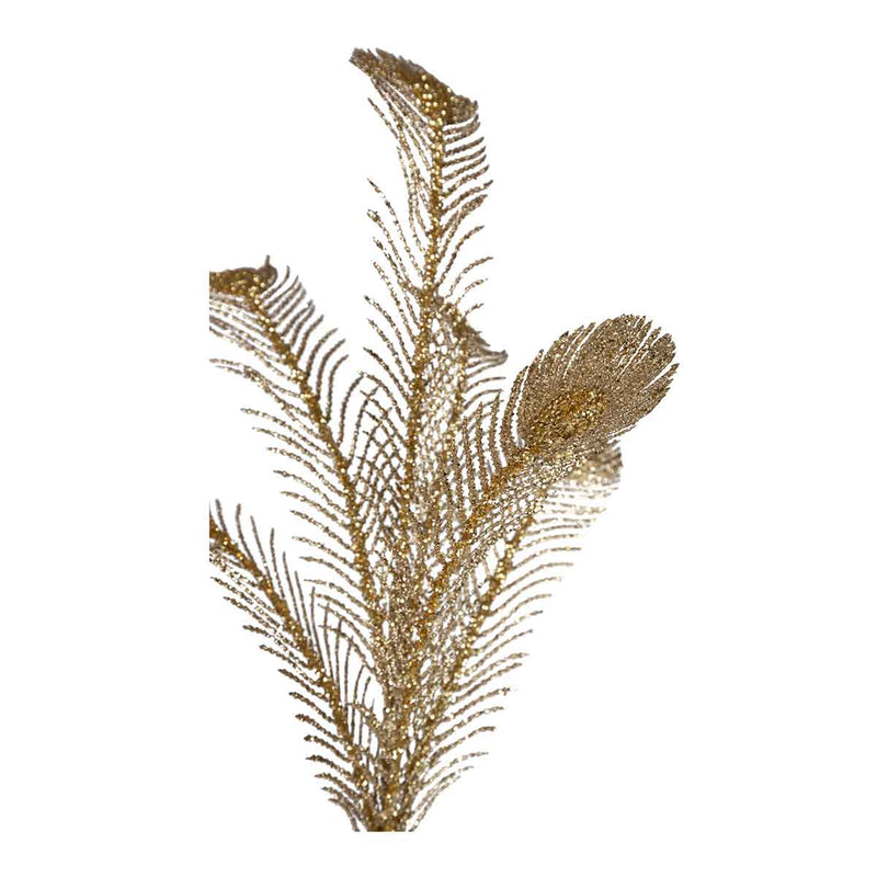 PTMD Leaves Plant Pauwenveer Kunsttak - 46 x 34 x 93 cm - Goud glitter