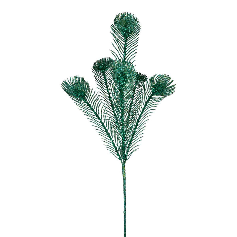 PTMD Leaves Plant Pauwenveer Kunsttak - 46 x 34 x 93 cm - Groen