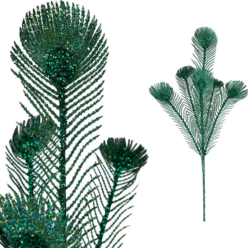 PTMD Leaves Plant Pauwenveer Kunsttak - 46 x 34 x 93 cm - Groen