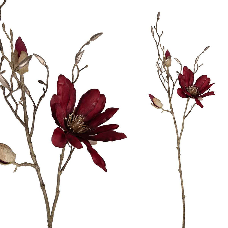 PTMD Magnolia Bloem Kunsttak - 46 x 20 x 86 cm - Wijnrood