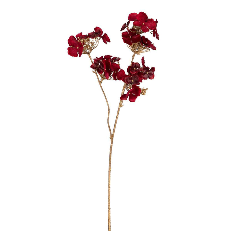 PTMD Hydrangea Flower Hortensia Kunsttak - 33 x 23 x 61 cm - Rood/goud