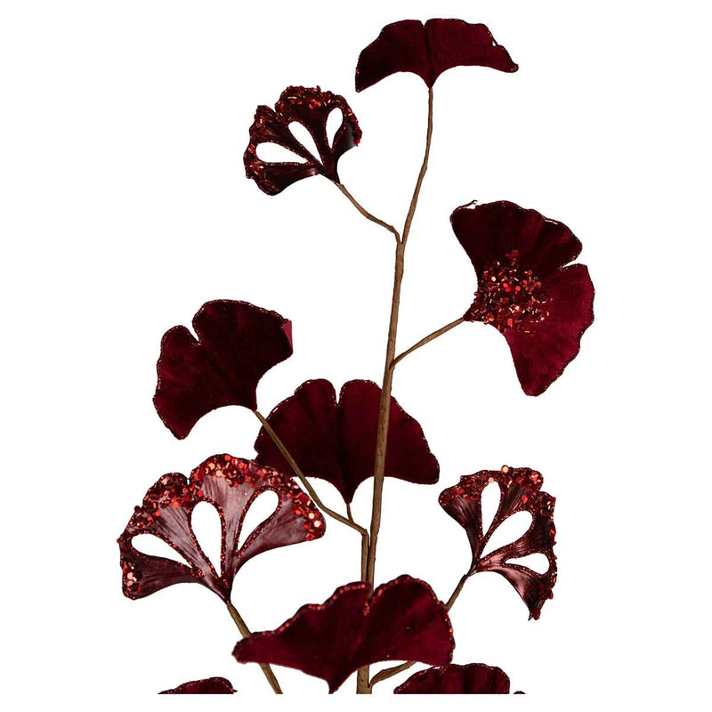 PTMD Leaves Plant Gingko Kunsttak - 46 x 20 x 90 cm - Wijnrood