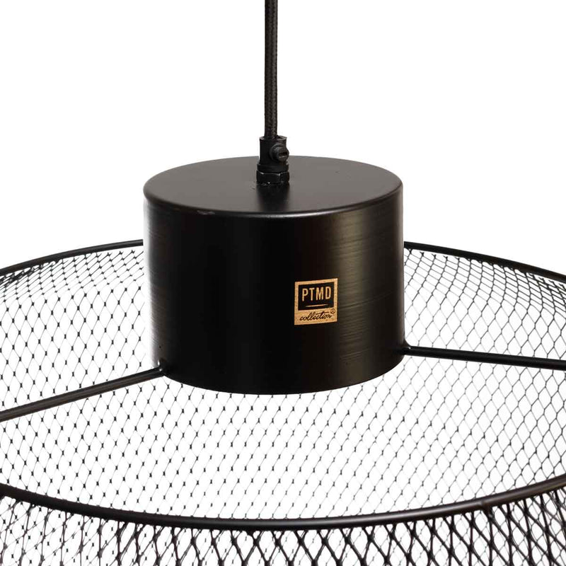 PTMD Mesh Ronde Hanglamp - H70 x Ø48 cm - Ijzer - Zwart