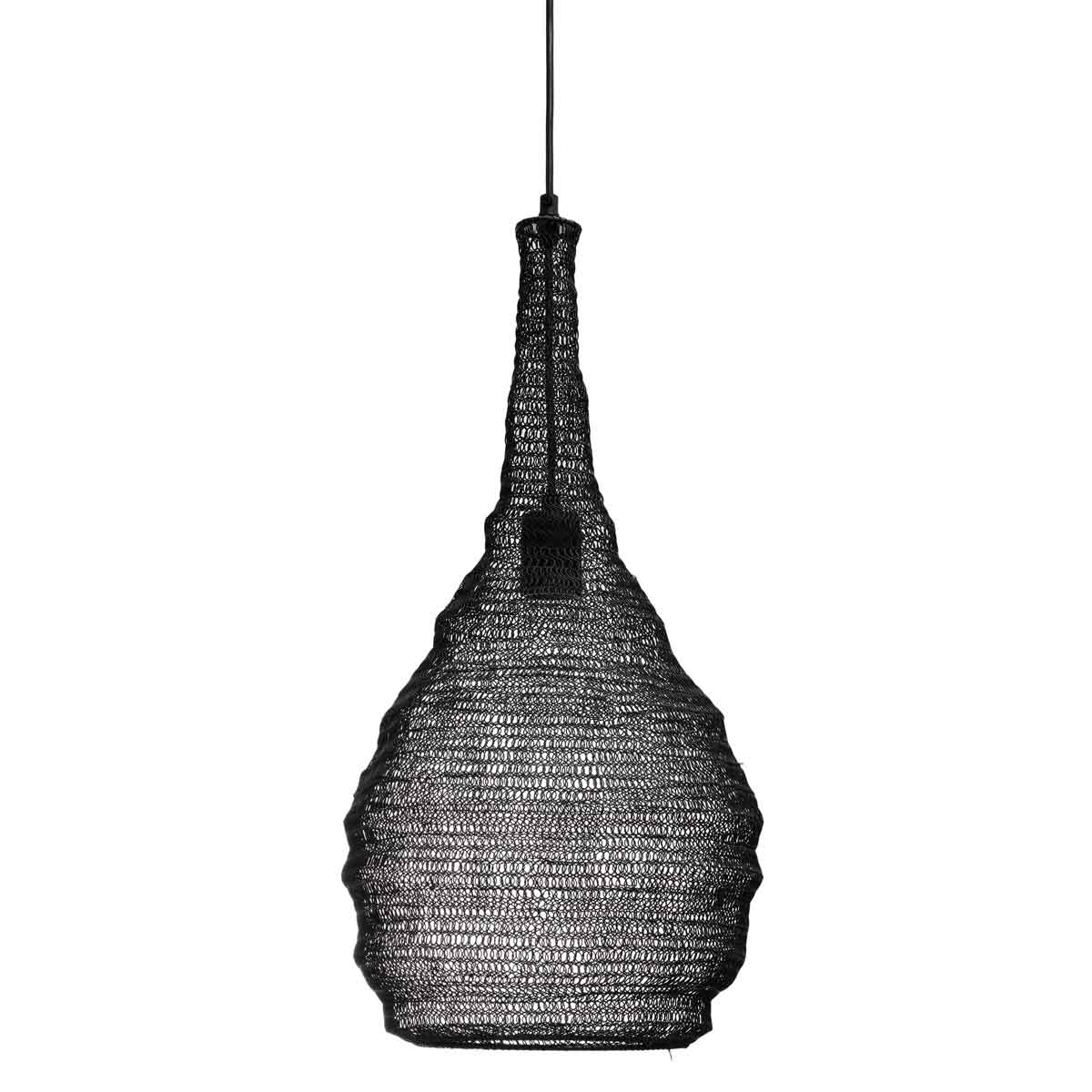 PTMD Sarsa Hanglamp - H56 x Ø31 cm - Ijzer - Zwart