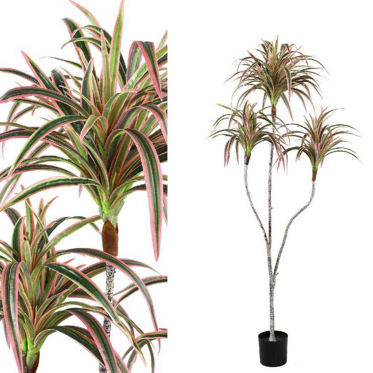 PTMD Leaves Plant Edge Sisal Kunstgras - 60x75x140 cm - In Pot - Groen
