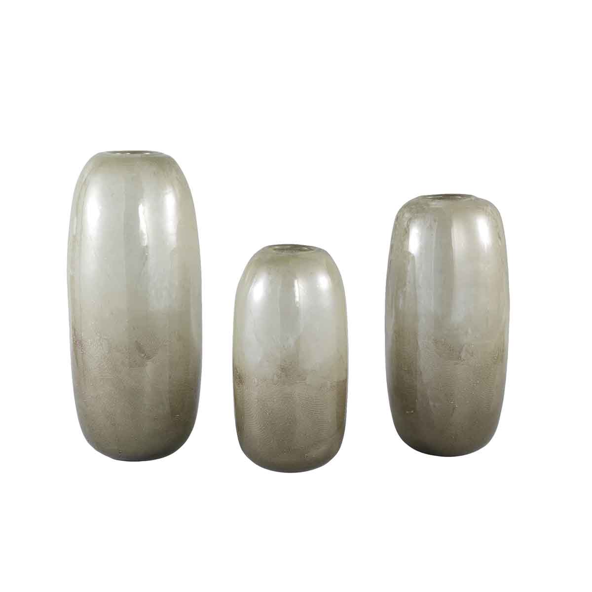 PTMD Oliva Ronde Vaas - H30 x Ø13,5 cm - Gemengd glas - Groen