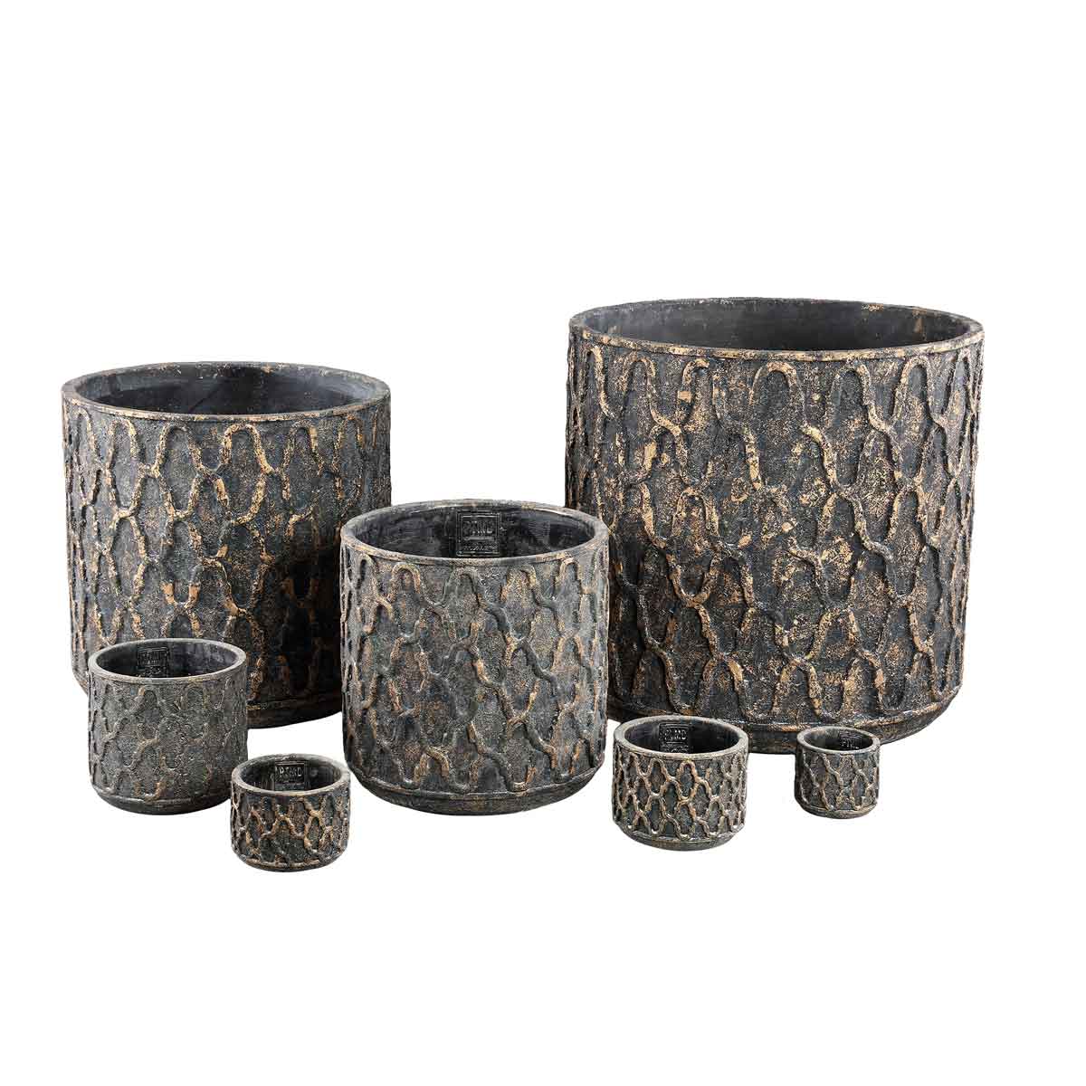 PTMD Jarra Ronde Bloempot - H40 x Ø40 cm - Cement - Goud