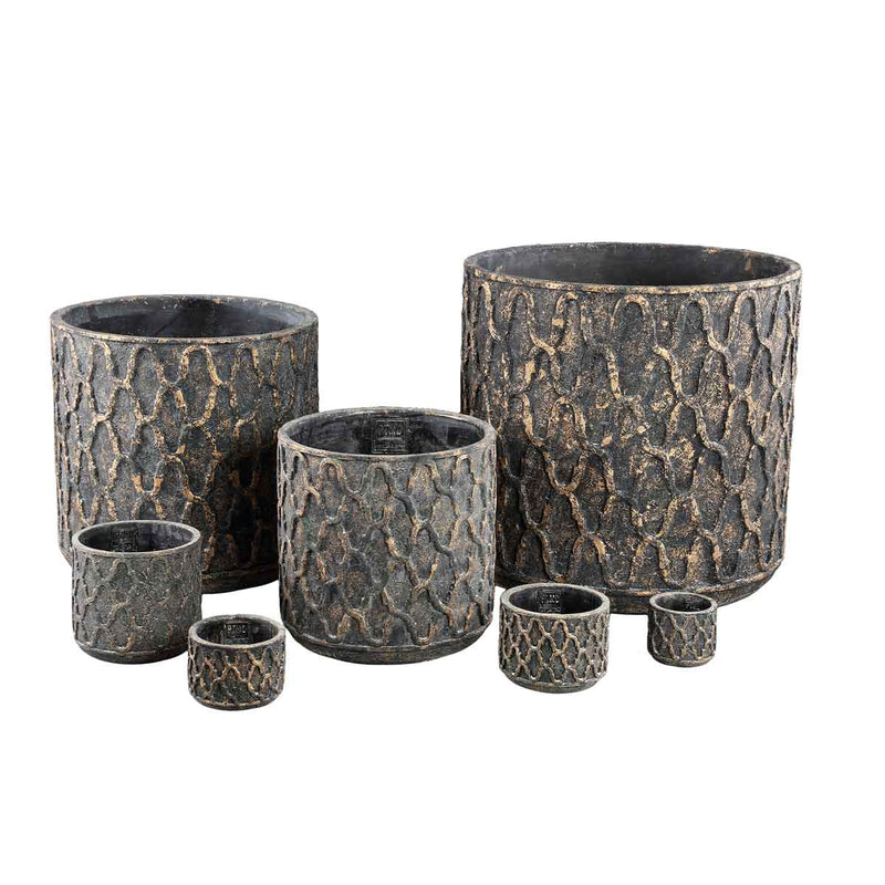 PTMD Jarra Ronde Bloempot - H50 x Ø50 cm - Cement - Goud
