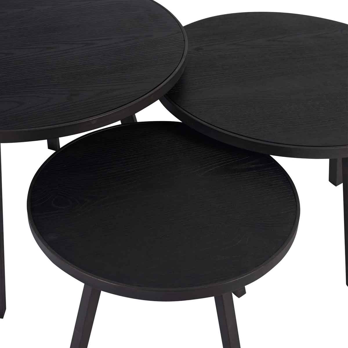 PTMD Ohara Salontafel - 60 x 60 x 41 cm - Hout - Zwart - Set van 3