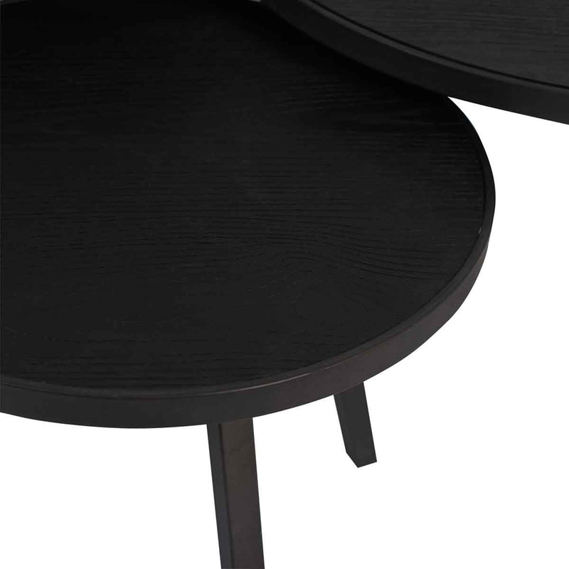 PTMD Ohara Salontafel - 60 x 60 x 41 cm - Hout - Zwart - Set van 3