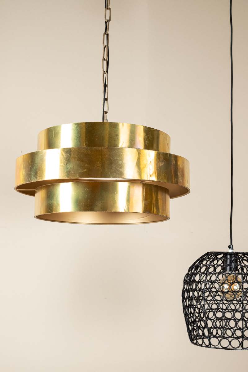 PTMD Zanth Ronde Hanglamp - H133 x Ø52 cm - Metaal - Goud