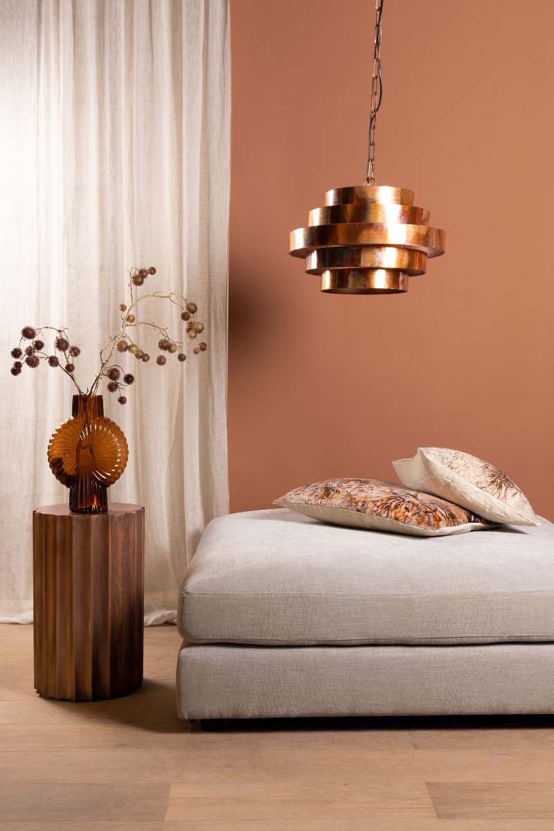 PTMD Zanth Ronde Hanglamp - H136 x Ø42 cm - Metaal - Koper