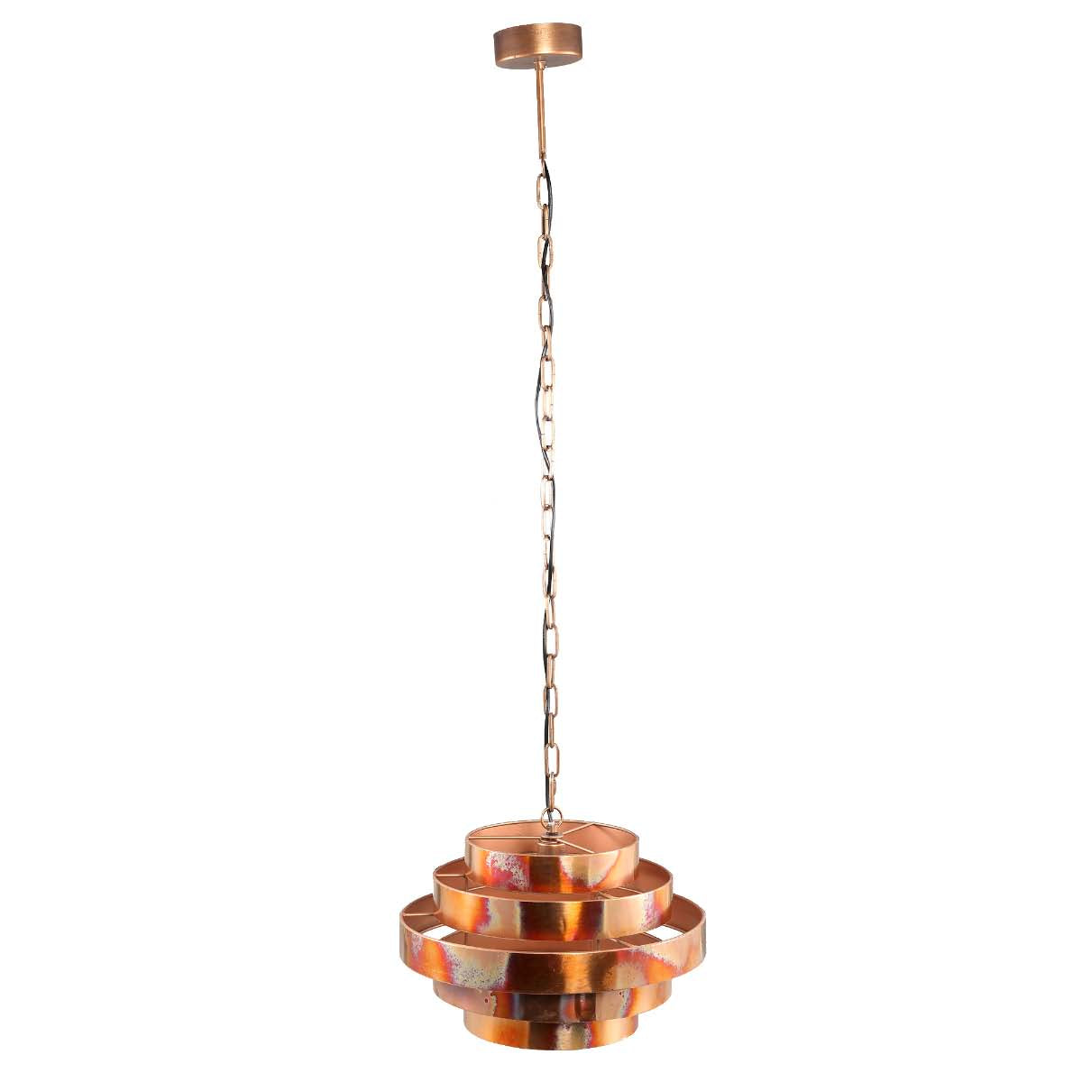 PTMD Zanth Ronde Hanglamp - H136 x Ø42 cm - Metaal - Koper