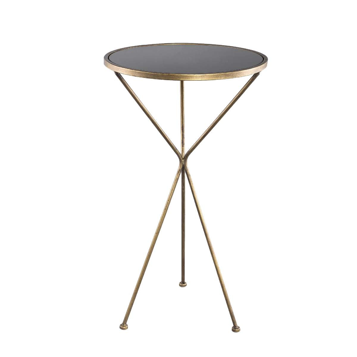 PTMD Gerina Ronde Bijzettafel - H70 x Ø40 cm - Glas/Metaal - Goud