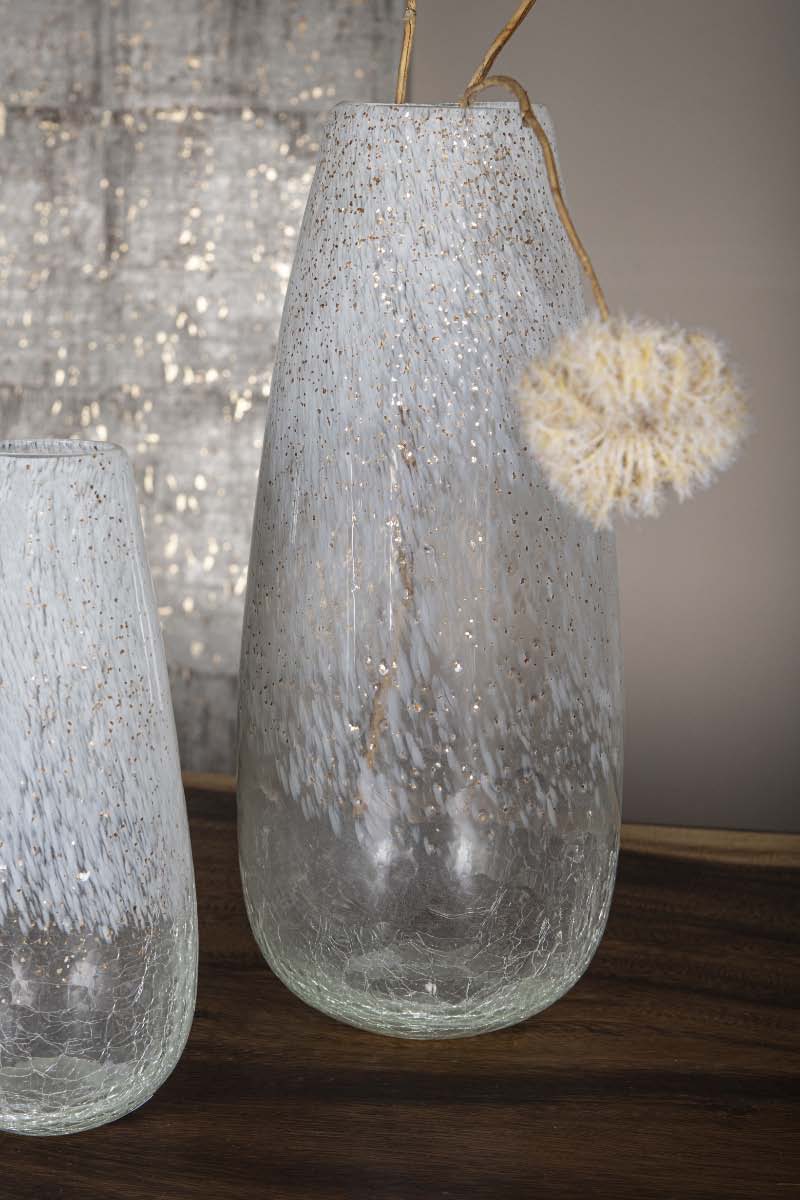PTMD Ridda Ronde Vaas - H42 x Ø18,5 cm - Glas - Wit