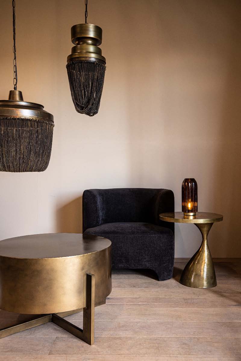 PTMD Zelivo Ronde Hanglamp - H38 x Ø46 cm - Ijzer - Goud