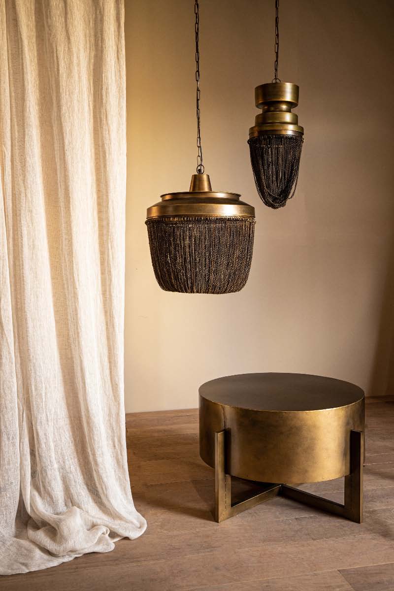 PTMD Zelivo Ronde Hanglamp - H38 x Ø46 cm - Ijzer - Goud