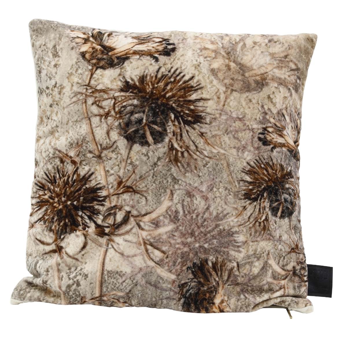 PTMD Lazzy Vierkant Kussen - 45x10x45 cm - Katoenen Fluweel - Grijs