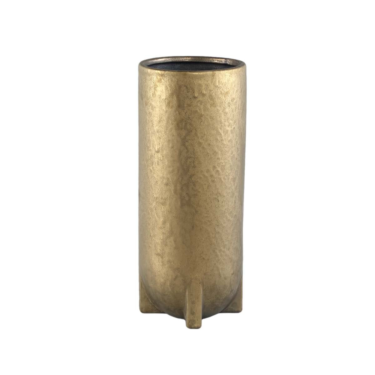 PTMD Mardix Ronde Bloempot - H36 x Ø15 cm - Keramiek - Goud