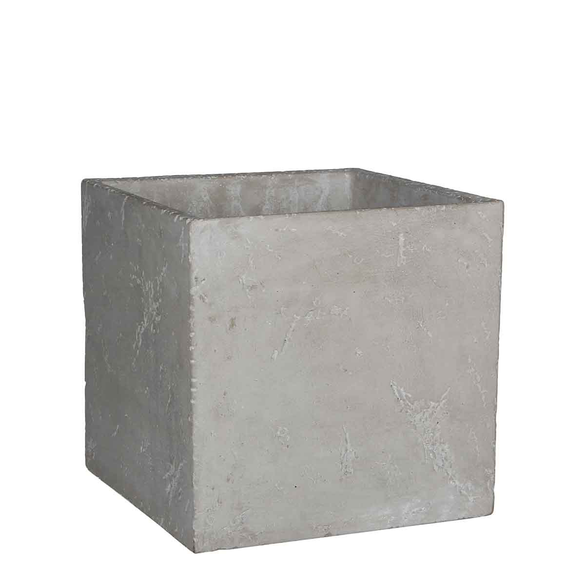 Mica Decorations Jimmy Bloempot - 21x21 cm - Cement - Grijs - 2 Stuks