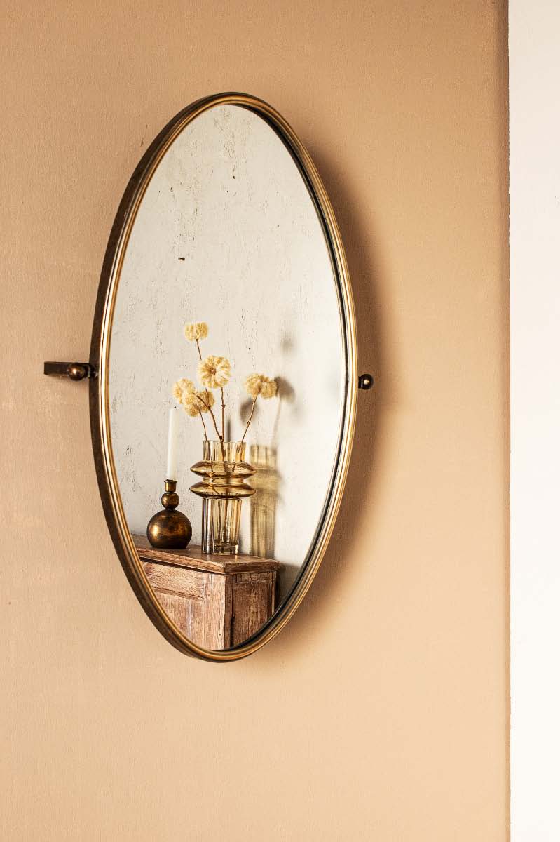 PTMD Yunis Ovale Spiegel - 54 x 14 x 81 cm - Ijzer - Goud