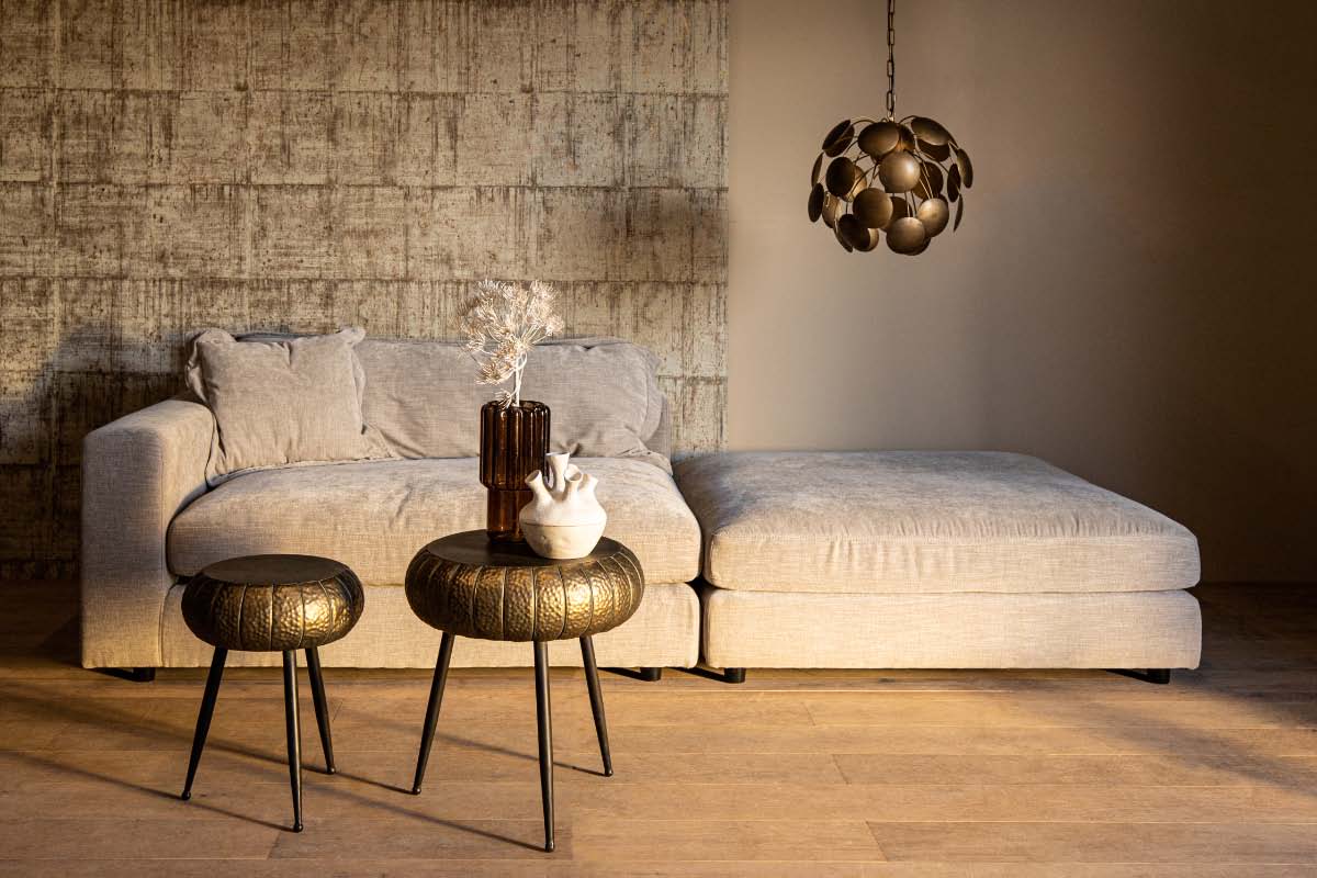 PTMD Reddick Ronde Bijzettafel - 47x45x50 cm - Set van 2 - Goud