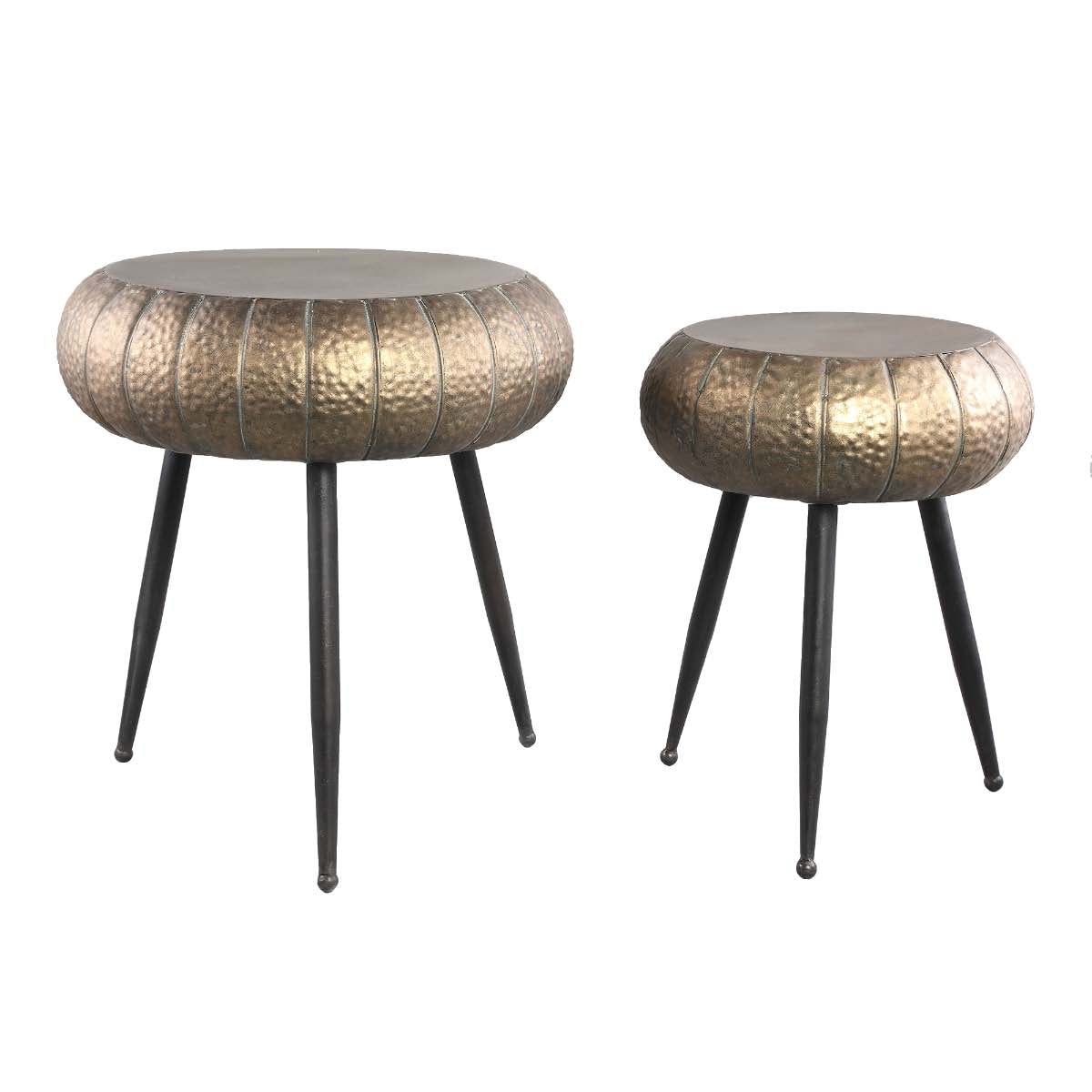 PTMD Reddick Ronde Bijzettafel - 47x45x50 cm - Set van 2 - Goud