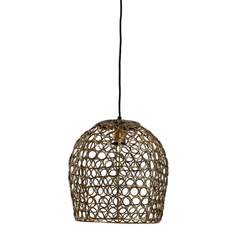 PTMD Rustin Ronde Hanglamp - H26 x Ø30 cm - Metaal - Goud