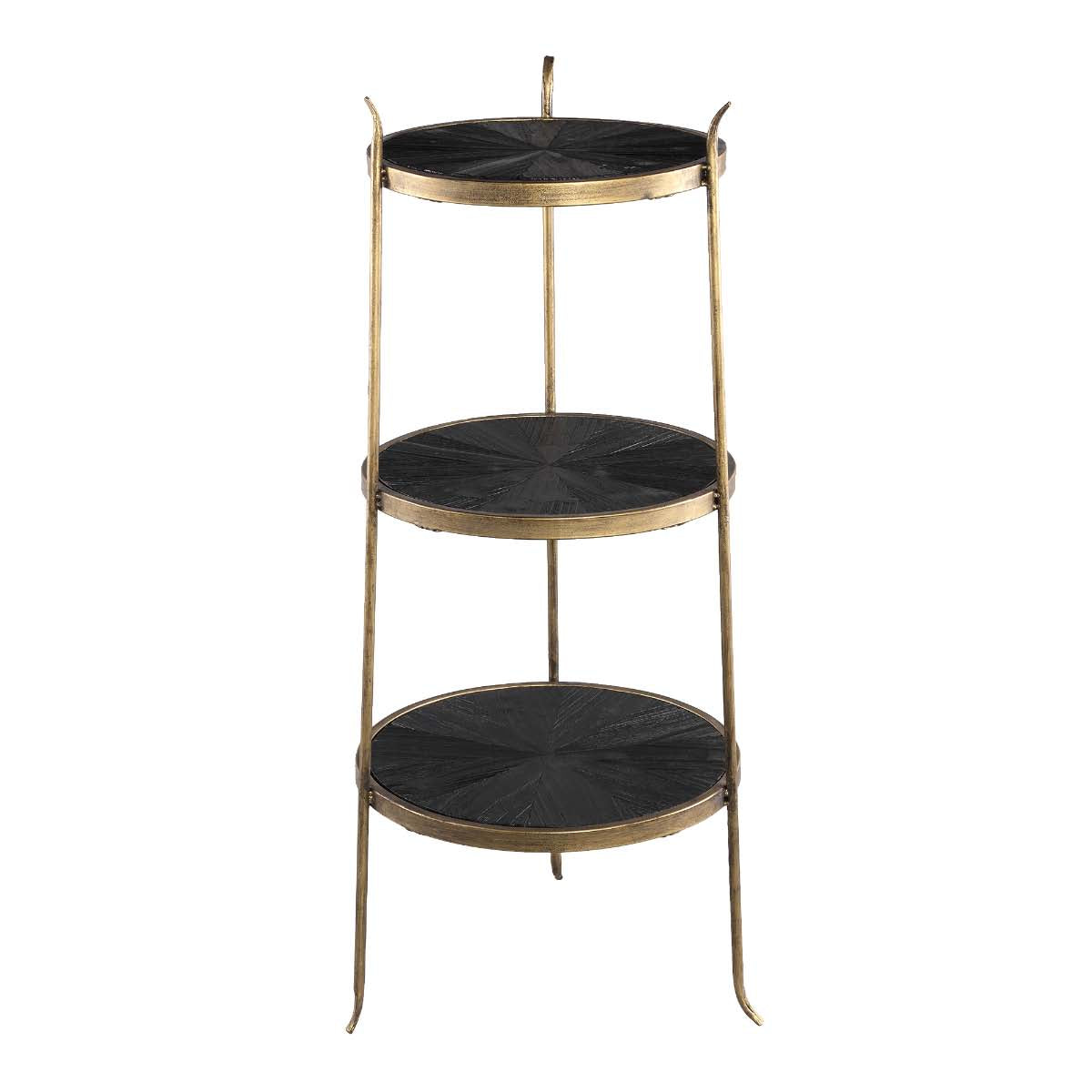 PTMD Tylo Ronde Bijzettafel Meerlaags - 37x39x85 cm - Metaal - Zwart