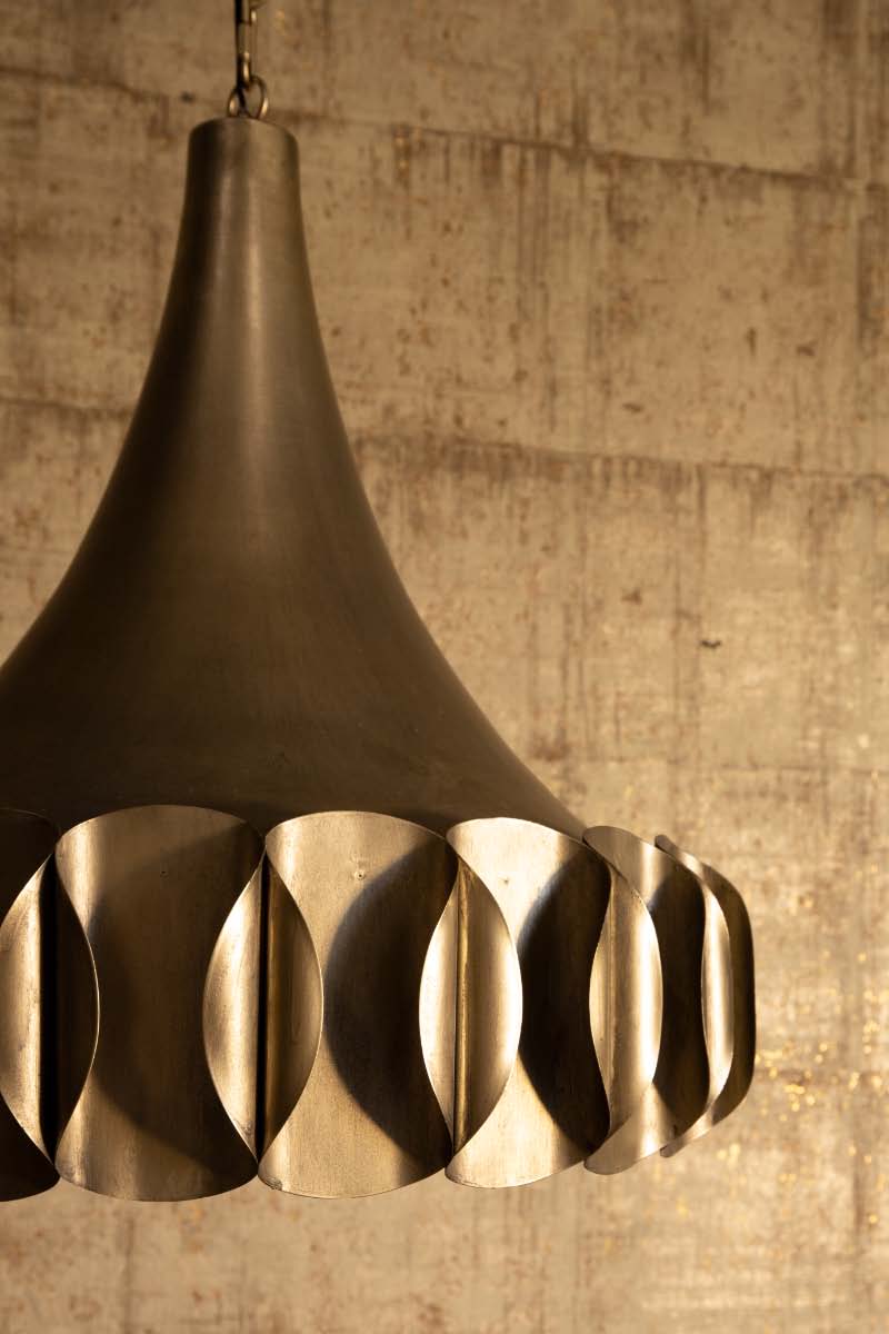 PTMD Gindy Ronde Hanglamp - H168 x Ø57,5 cm - Metaal - Goud