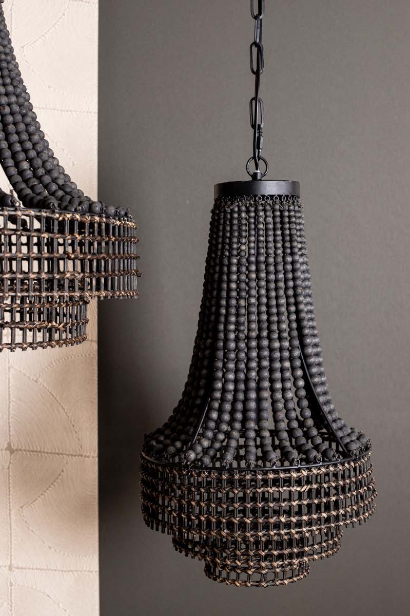 PTMD Merdy Ronde Hanglamp - H170 x Ø35,5 cm - Metaal - Grijs