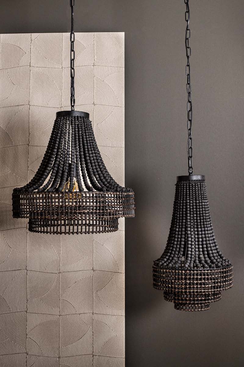PTMD Merdy Ronde Hanglamp - H170 x Ø35,5 cm - Metaal - Grijs