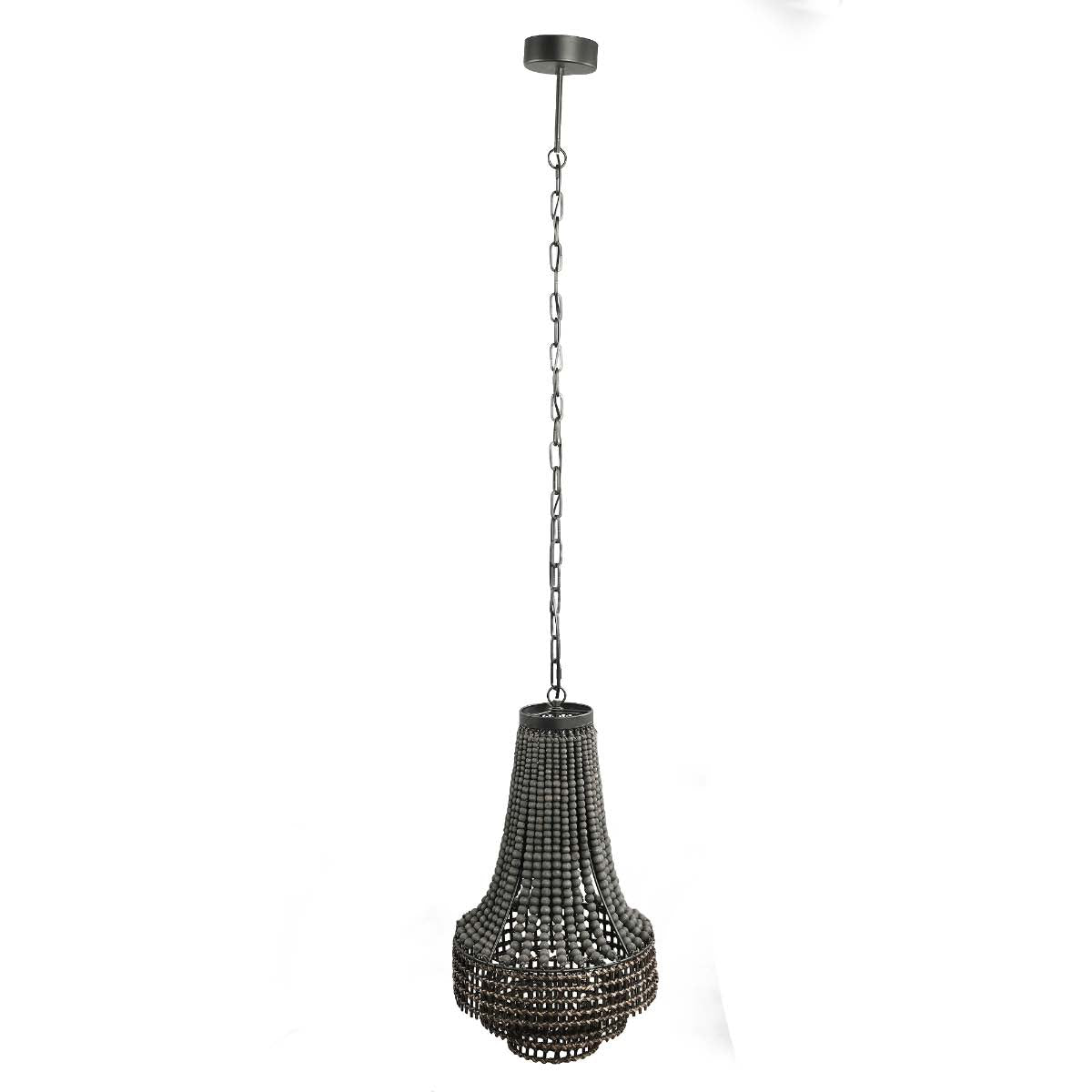 PTMD Merdy Ronde Hanglamp - H170 x Ø35,5 cm - Metaal - Grijs