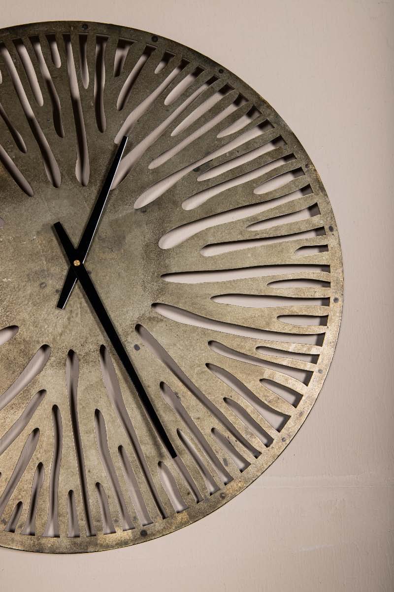 PTMD Derandi Ronde Wandklok - 59 x 3,5 x 59 cm - Metaal - Goud