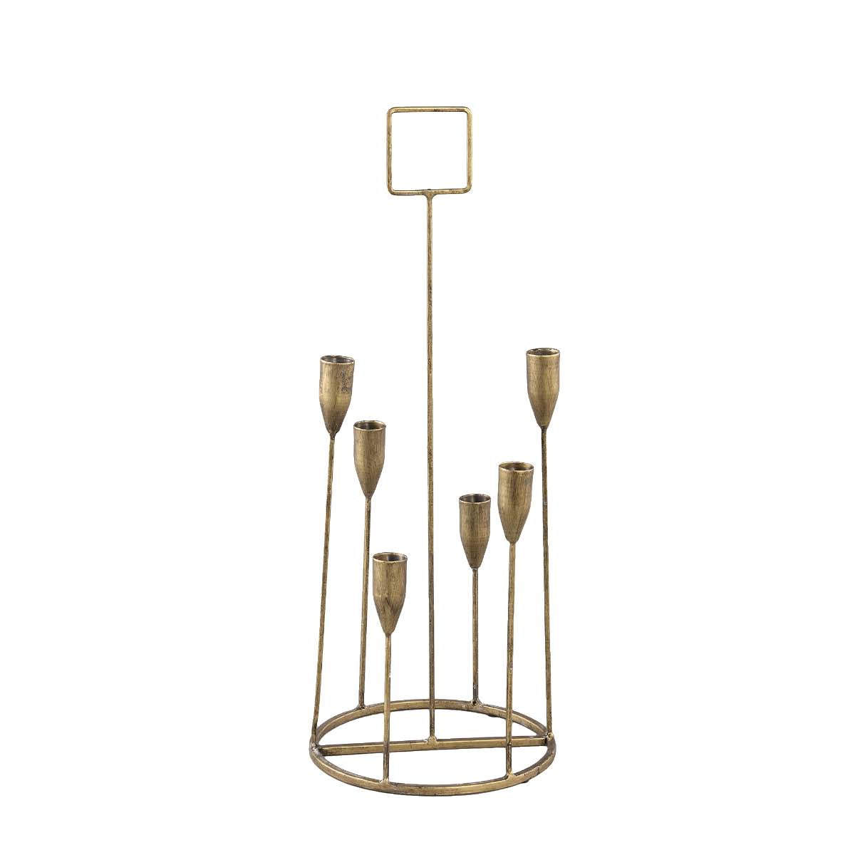 PTMD Carree Meervoudige Kandelaar - 21 x 20 x 52 cm - Metaal - Goud