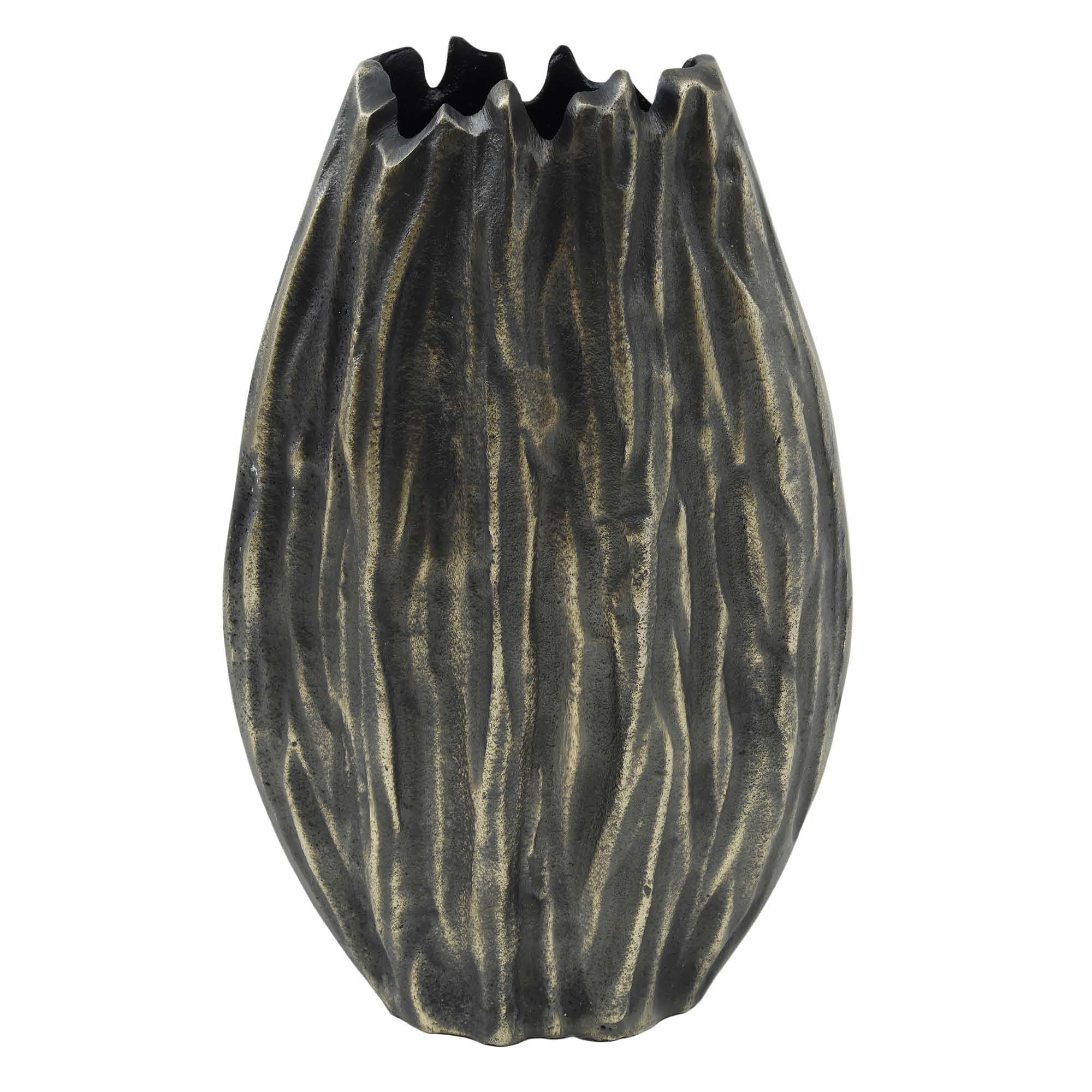 PTMD Zavin Ovale Bloempot - 20 x 7 x 32 cm - Aluminium - Grijs