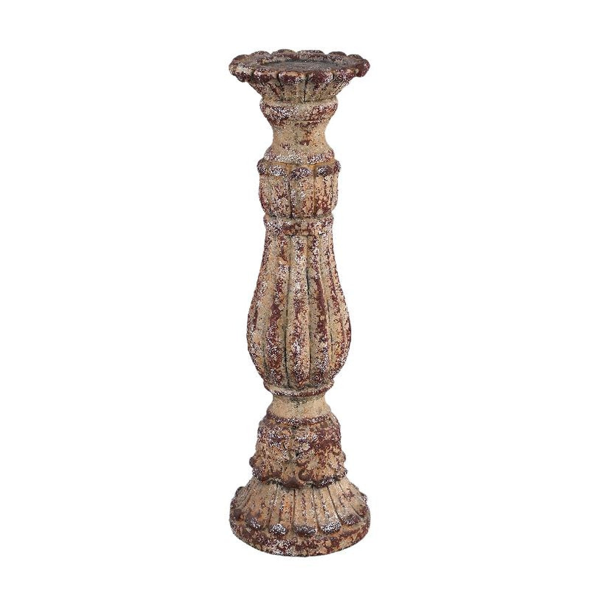 PTMD Burnt Kandelaar - H47 x Ø14 cm - Cement - Creme