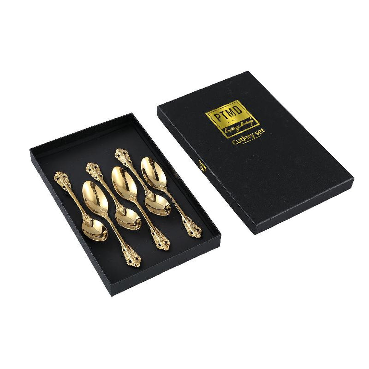 PTMD Lepels Cadeaubox - RVS - Titanium Goud - 6 Stuks