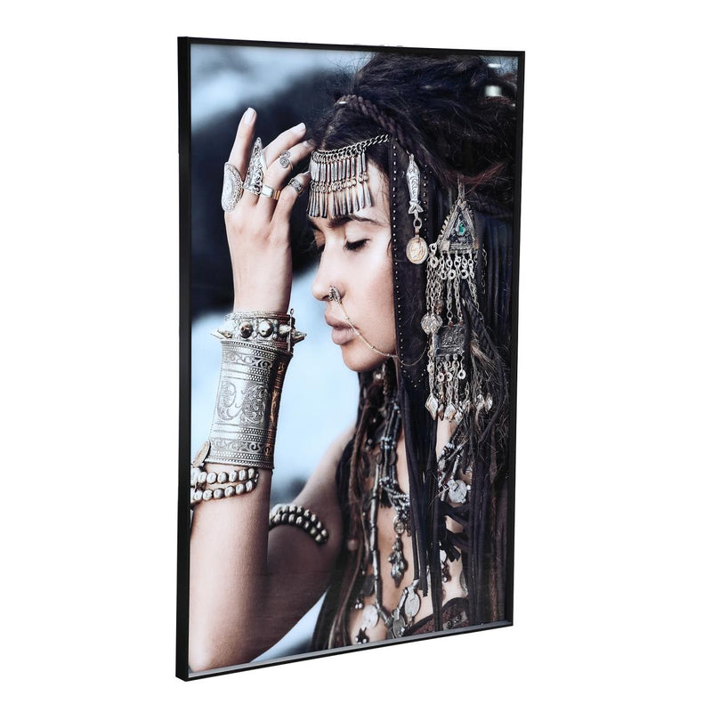 PTMD Melani Wanddecoratie Juwelen Vrouw - 120 x 90 cm - Glas - Bruin