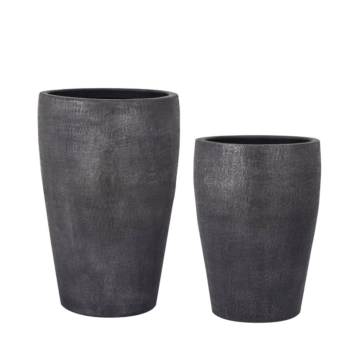 PTMD Mialee Bloempotten - 40x40x62 cm - Aluminium - Grijs - Set van 2