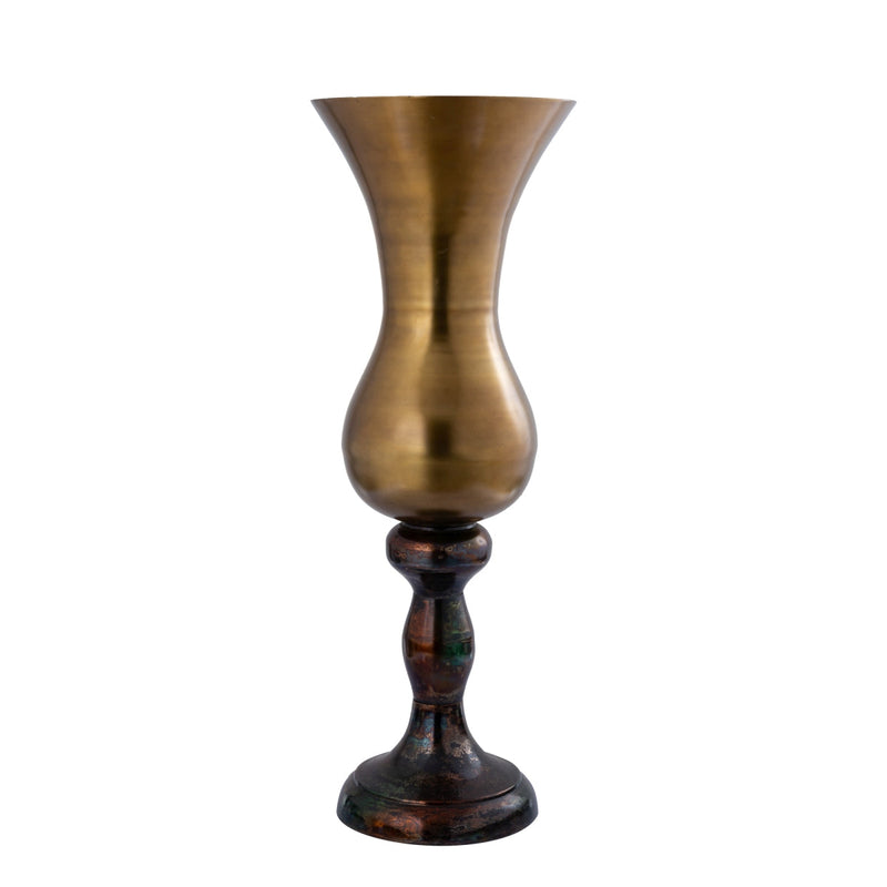 PTMD Ginno Bloempot - 35x35x99 cm - Aluminium - Messing