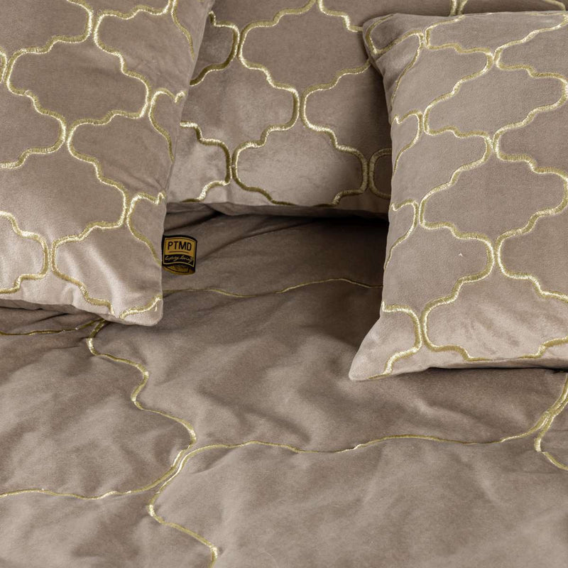 PTMD Lizze Sierkussen - 60x3x60 cm - Fluweel - Beige