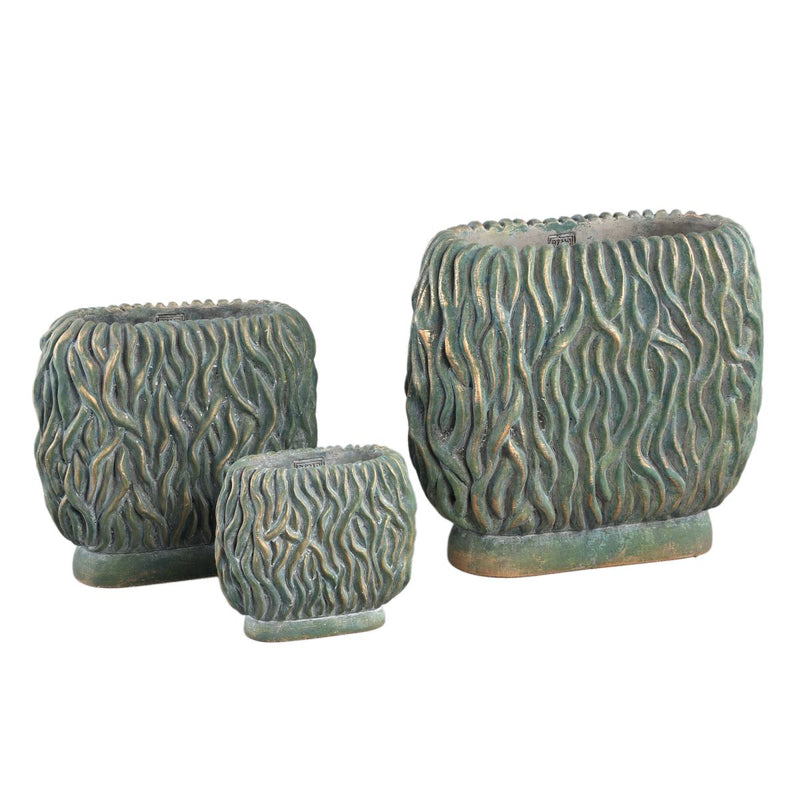 PTMD Brendan Bloempot - 30x15x28 cm - Cement - Groen