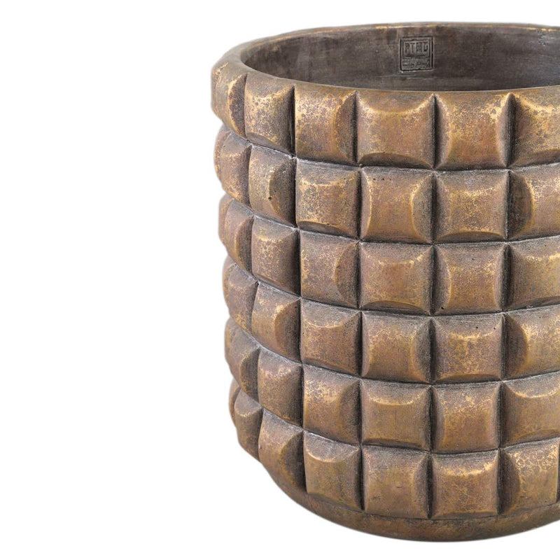 PTMD Wiliam Bloempot - 40x40x40 cm - Cement - Bruin